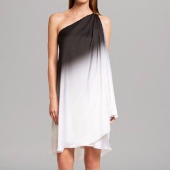 halston one shoulder dress